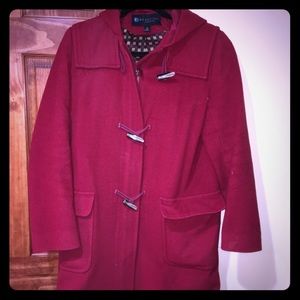 Kenneth Cole Red Wool Toggle Coat.